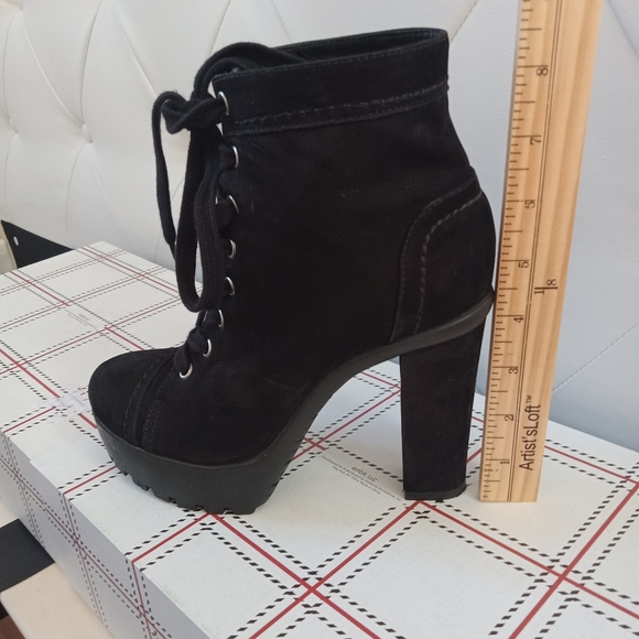 Leather Booties 6.5 Heeled Platform Boots - Picture 3 of 9